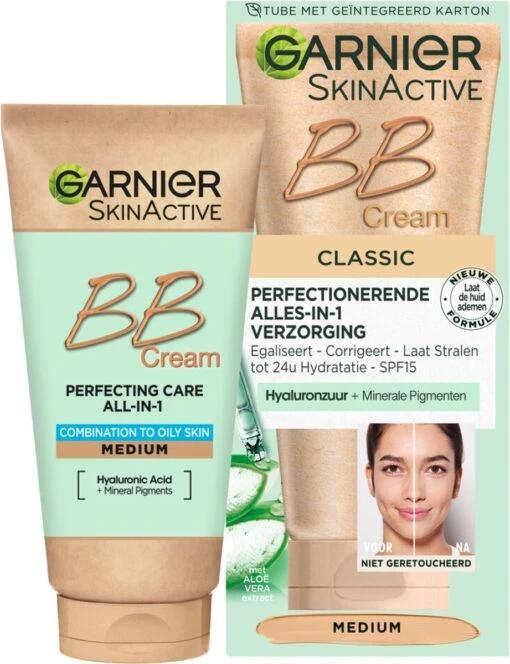 Garnier SkinActive BB Cream Classic Medium 5-in-1 Verzorging - 50 Ml -Bekende Cosmetica Winkel