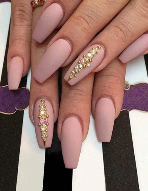 Merkloos ROZE STRASS KUNSTNAGELS - 24 Stuks Plaknagels - Plaktabs -Bekende Cosmetica Winkel