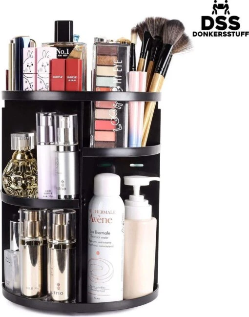 ESSIBLE Make-Up Organizer - 360° Roterend - Opbergbox - Opbergdoos Cosmetica - Sieradendoos - Nagellak - Lippenstift - Zwart -Bekende Cosmetica Winkel 943x1200 1