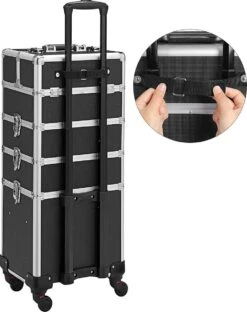 XXL PRO Visagie Beauty Case Koffer Trolley - Nagelkoffer Op Wielen Voor Makeup Of Cosmetica - Grote Uitklapbare Opbergsysteem Nagel Styliste Kapster - Zwart -Bekende Cosmetica Winkel 950x1200 3