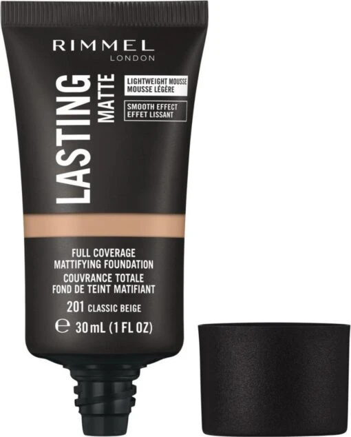 Rimmel London Lasting Matte Foundation - 201 Classic Beige -Bekende Cosmetica Winkel 966x1200 1