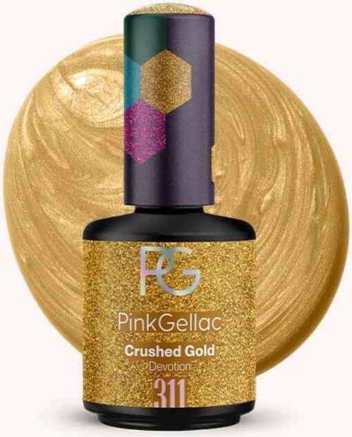 Pink Gellac - Crushed Gold - Gellak - Vegan - Goud - Glanzend - 15ml -Bekende Cosmetica Winkel