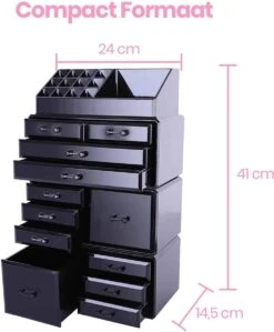 Confibel XXL Acryl Make-up Cosmetica Organizer - Verstelbare Lades - Sieraden/Make-up/Cosmetica Organizer - 11 Compartimenten - Zwart -Bekende Cosmetica Winkel 991x1200 4