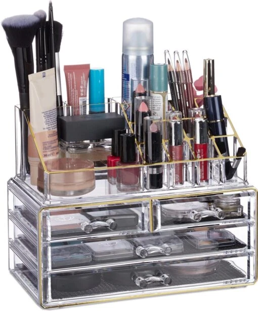 Relaxdays Make-up Organizer - Tweedelig - Cosmetica Opbergdoos - Wit -Bekende Cosmetica Winkel 997x1200 11