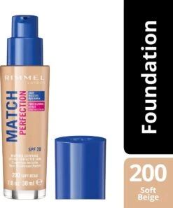 Rimmel London Match Perfection Foundation - 200 Soft Beige - Beige -Bekende Cosmetica Winkel 998x1200 2